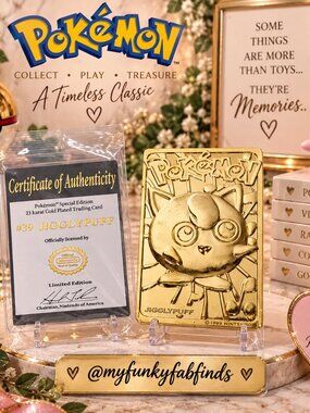 Vintage 1999 Pokemon Burger King 23k Gold Plated Jigglypuff Card & Sealed COA